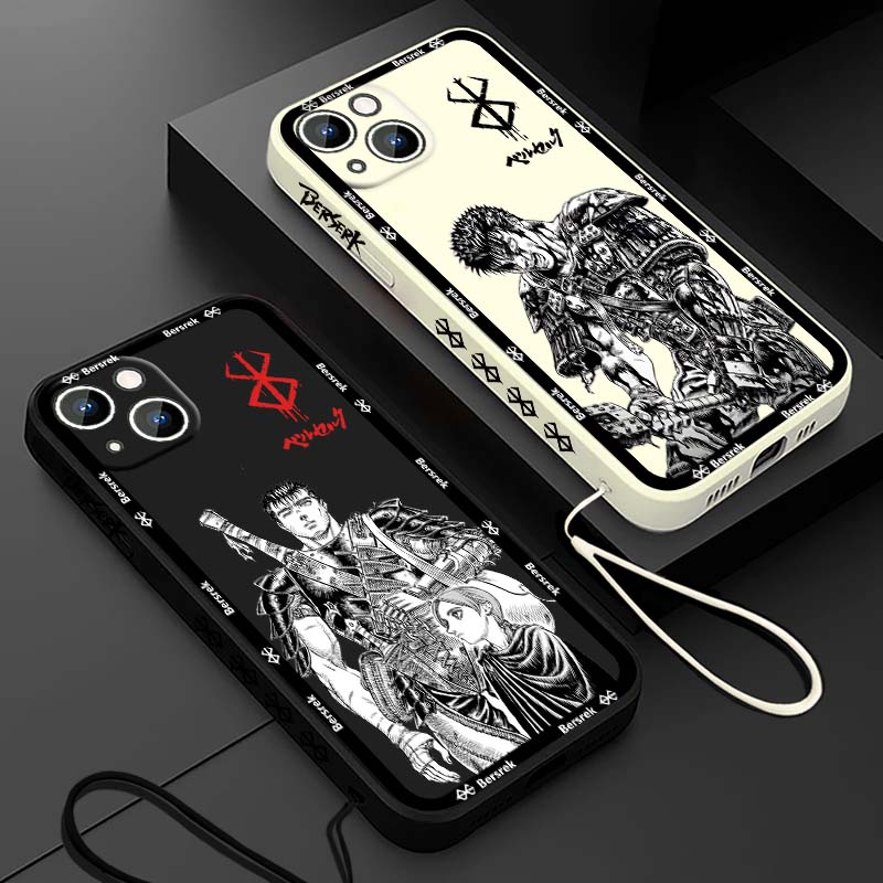 Apple Iphone 16 - Casing HP Cairan Tali Karet Anime