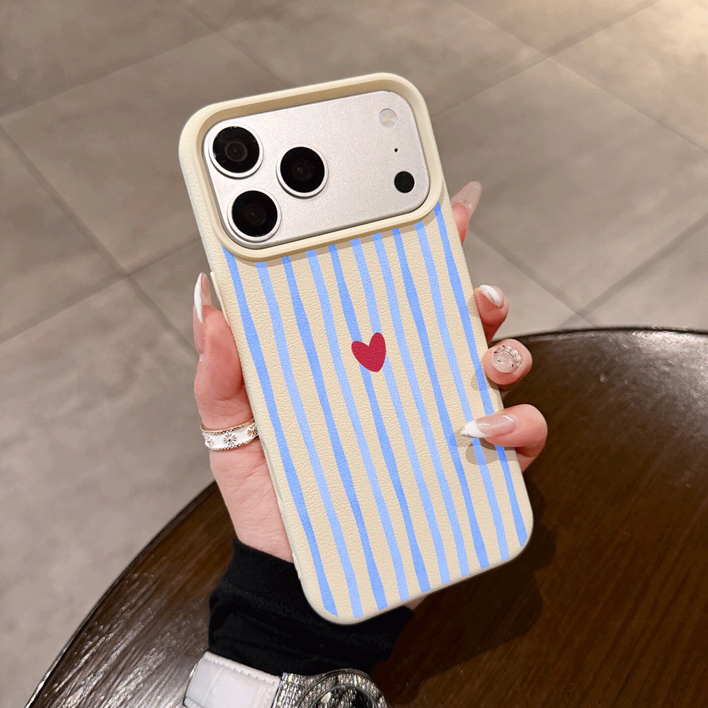 Apple Iphone 15 - Casing Ponsel Motif Garis Vertikal Hati