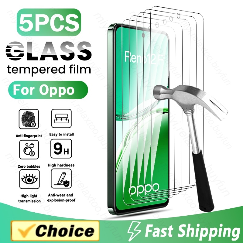 Oppo Reno 12 - Pelindung layar kaca Tempered HD, 5