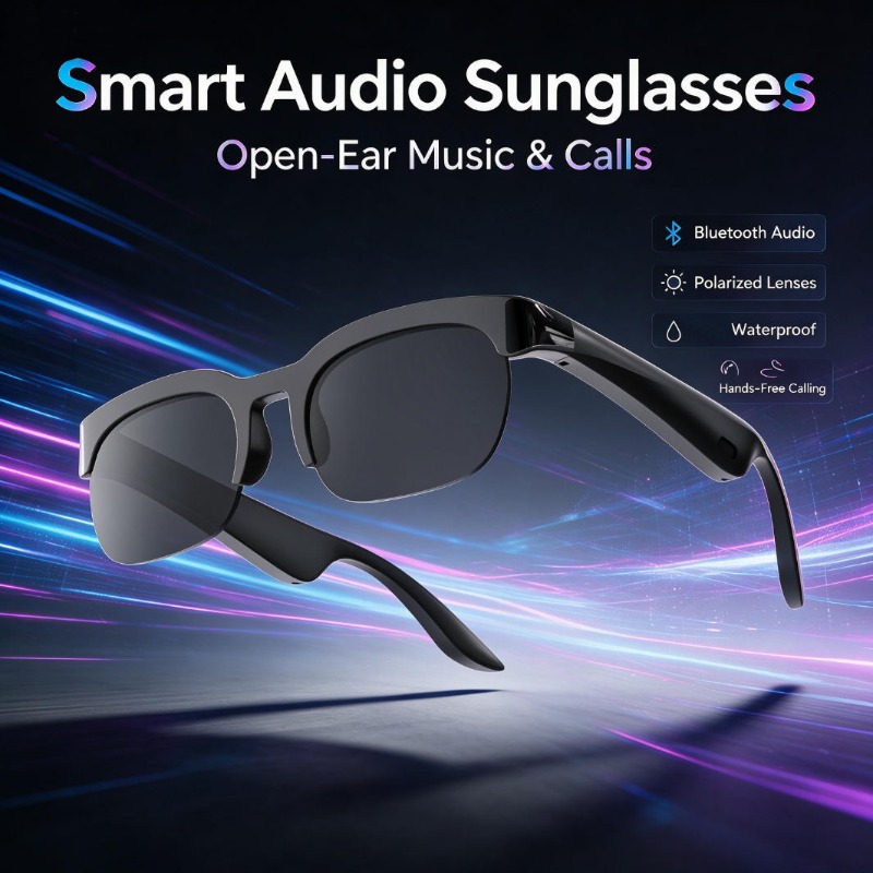 Smart Glasses Lens - Kacamata Audio Pintar Kacamata Bluetooth Open-Ear