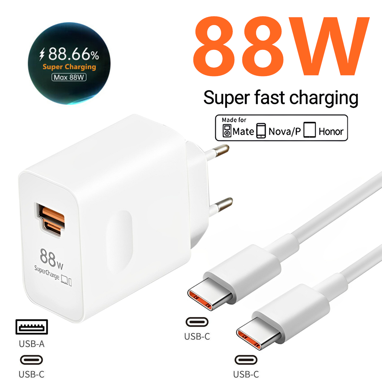 Huawei Nova 12 - Pengisi Daya Super Cepat USB A+C