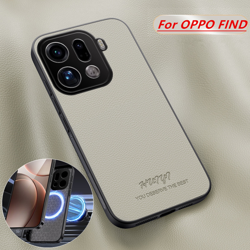 Oppo Find X8 - Casing Ponsel Magnetik Kulit Mewah dengan