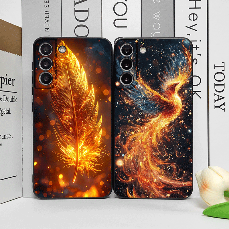 Google Pixel 9 - Casing Ponsel Pola Bulu Api Phoenix