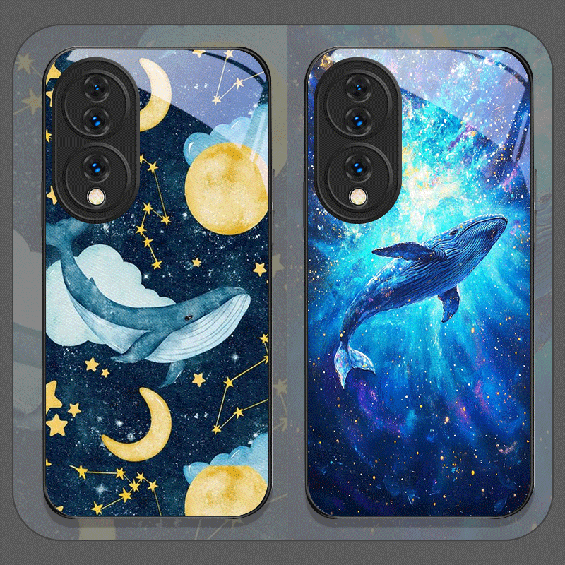 Huawei Mate 60 - Casing Ponsel Kaca Tempered Cetak Paus