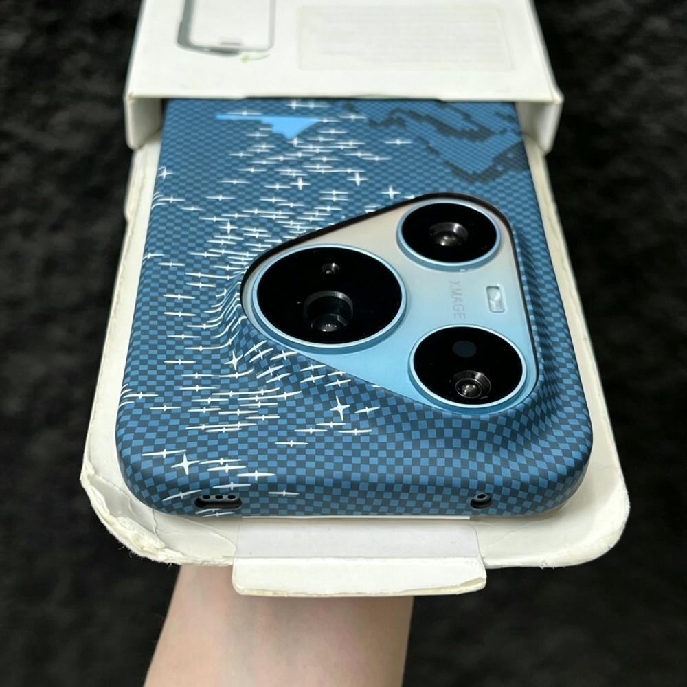 Huawei Pura 70 - Casing Ponsel Tekstur Serat Karbon Kevlar