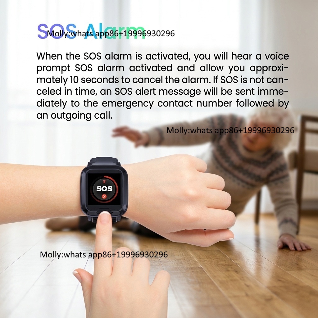 Fall Detection Watch - Gelang Pelacak GPS 4G Monitor Detak