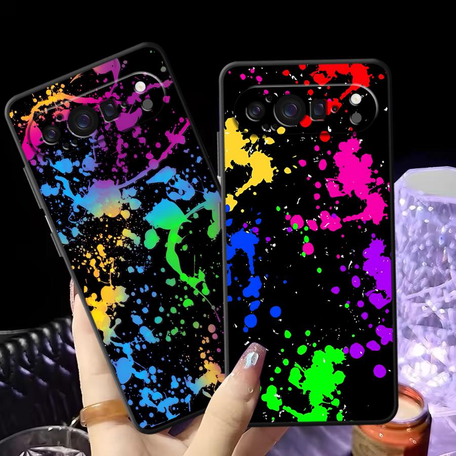 Google Pixel 8A - Casing Penutup Ponsel Funda Percikan Cat