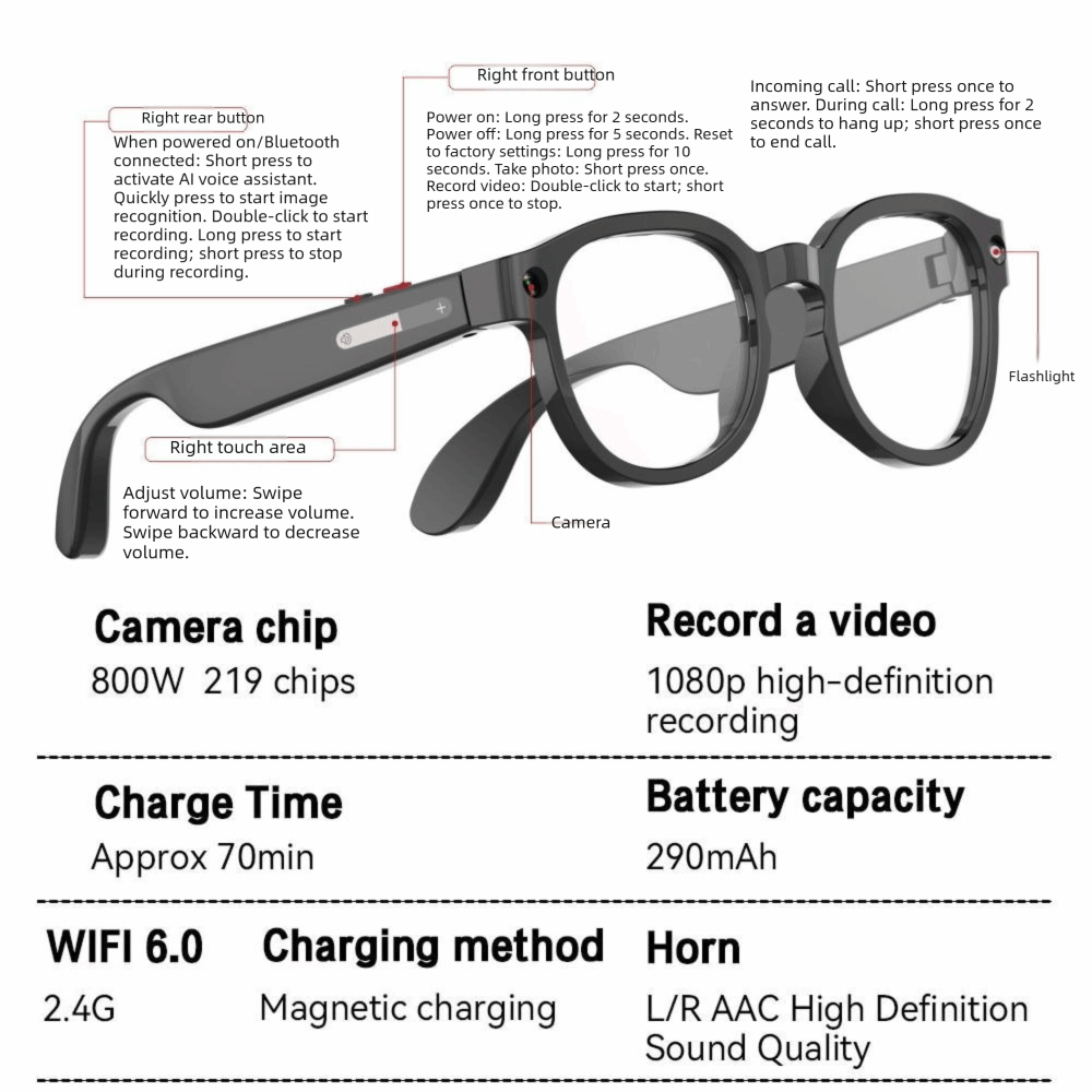 Kacamata Pintar AI 2 in 1, Fot - Smart Glasses Lens ulasan dan harga