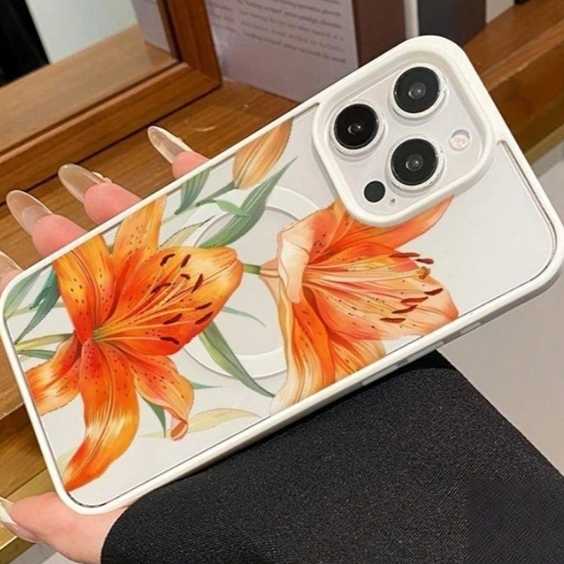 Casing Magnetik Bermotif Lily  - Apple Iphone 15 ulasan dan harga