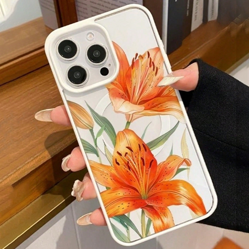 Casing Magnetik Bermotif Lily  - Apple Iphone 15 ulasan dan harga